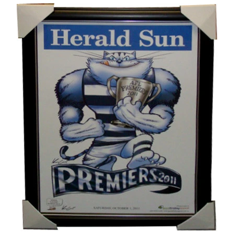 Geelong 2011 Premiers Herald Sun Mark Knights Print Framed - 3830