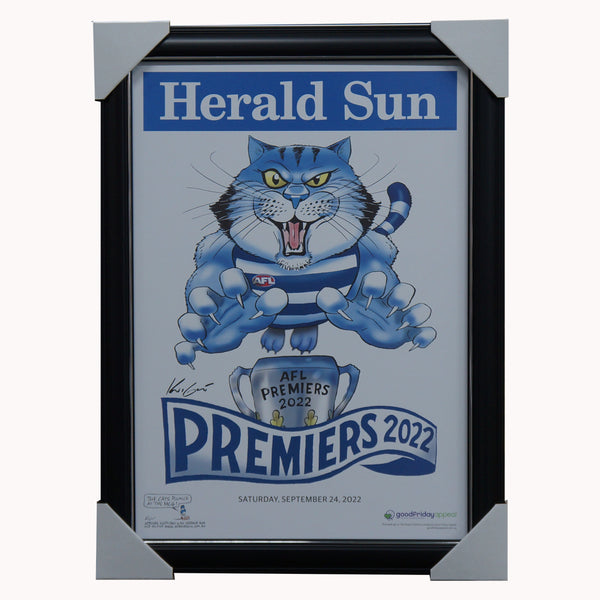 Geelong 2022 AFL Premiers Herald Sun Mark Knights Print Framed 5278