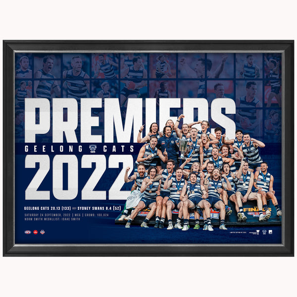 Geelong Cats 2022 AFL Premiers Official AFL Print Framed 5286 HT Framing & Memorabilia