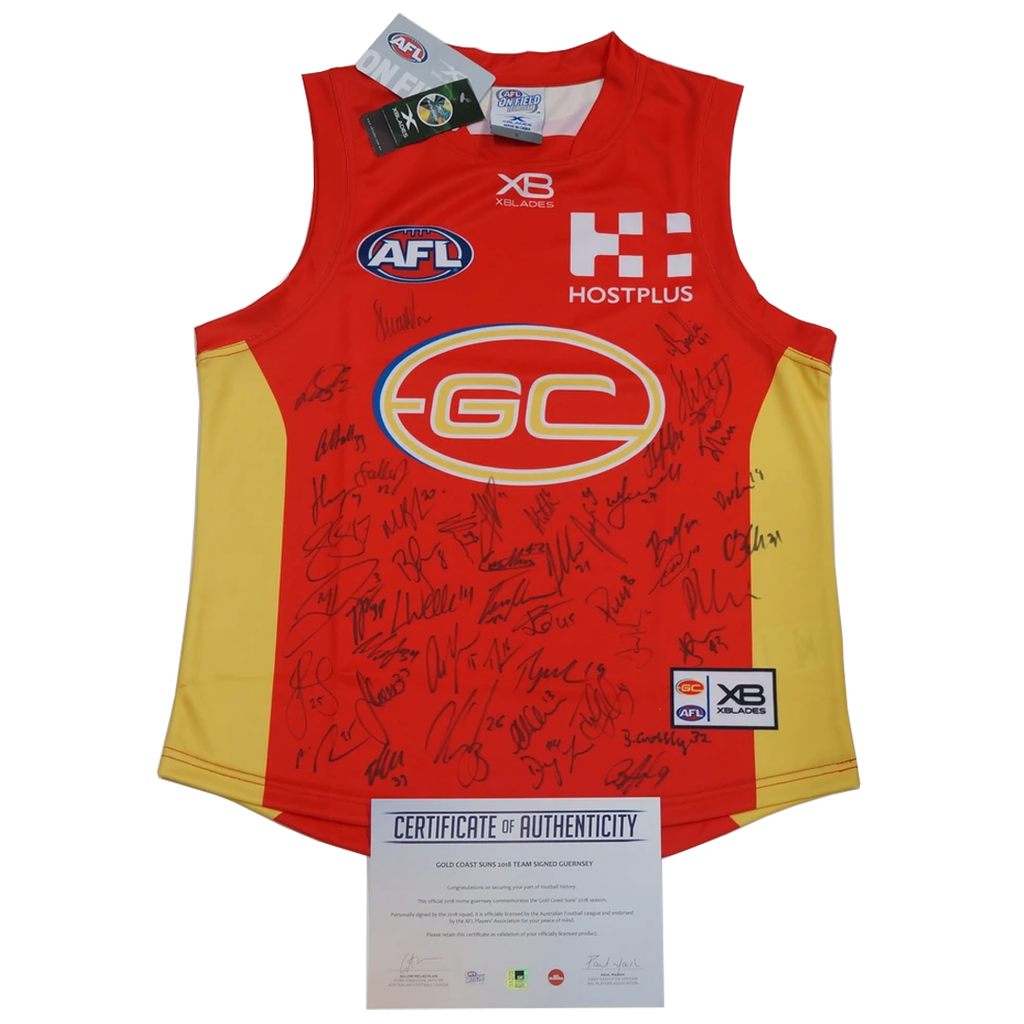 Gold Coast Suns 2018 Signed Afl Official Jumper + Aflpa Coa Lynch May Martin - 3447