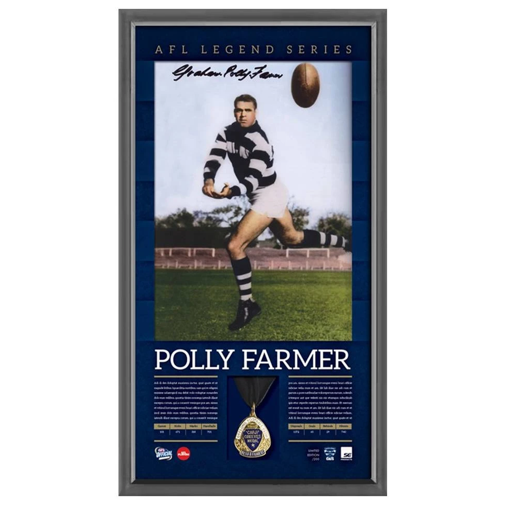 Graham Polly Farmer Hand Signed Geelong Official Print Framed - 3952