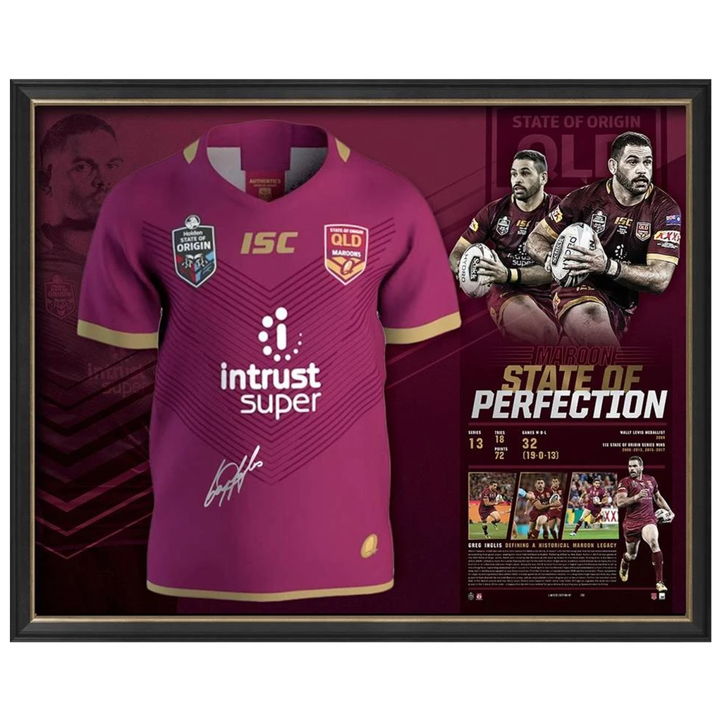 Greg Inglis Signed Queensland Maroons Official State of Origin Retirement Jersey Framed - 3672