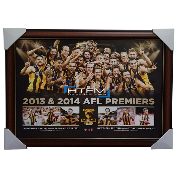 Hawthorn 2013 & 2014 Back to Back Premiers Print Framed Luke Hodge 2
