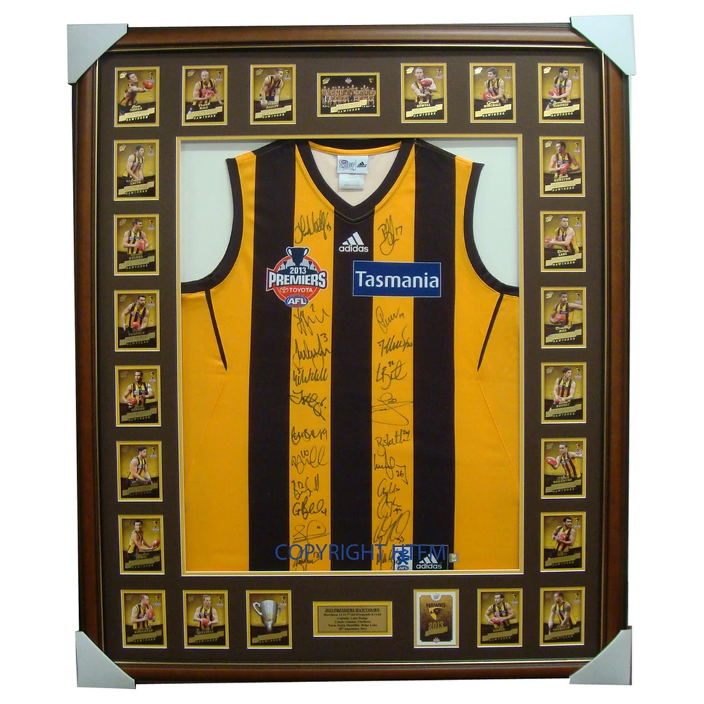 Hawthorn 2014 Afl Official Premiers Jumper Signed With L/e Card Set Framed - 1969