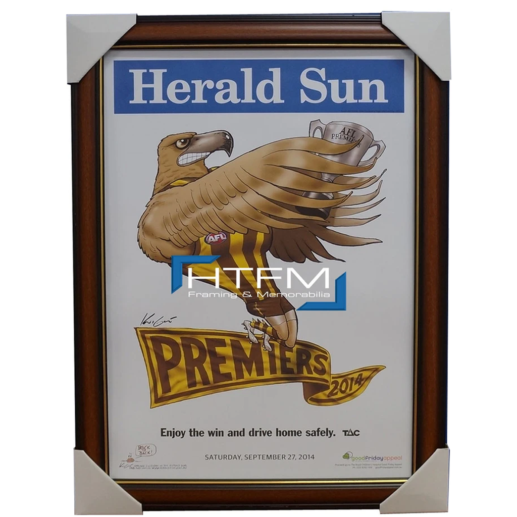 Hawthorn 2014 Premiers Herald Sun Poster Framed Mitchell Hodge Rioli Mark Knight - 1962