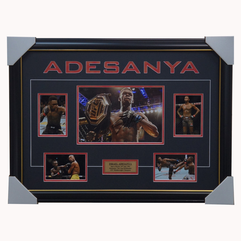 Israel Adesanya Signed Ufc Champion Photo Collage Framed + Coa - 4530