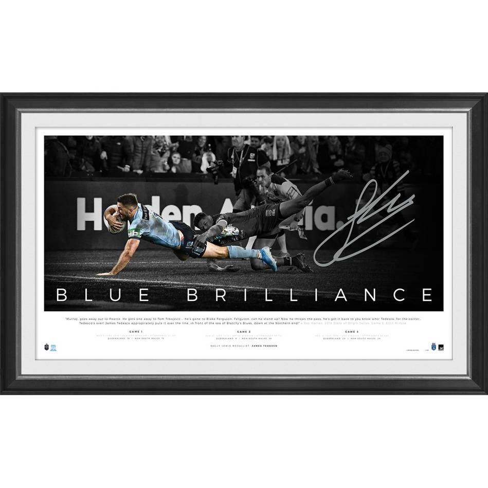 James Tedesco Signed New South Wales State of Origin Blues Brillance Official Nrl Print Framed - 4335