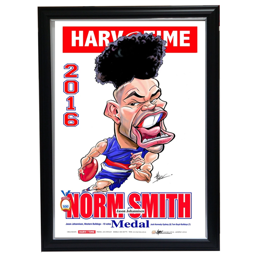 Jason Johannisen 2016 Norm Smith Western Bulldogs Print Framed 2016 Premiers - 2964