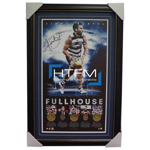 Jimmy Bartel Signed Geelong Full House Afl Official Print Framed Brand New - 1796