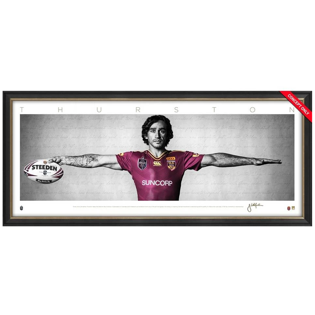 Johnathan Thurston Signed Mini Wings Queensland State of Origin Nrl Print Framed - 3677