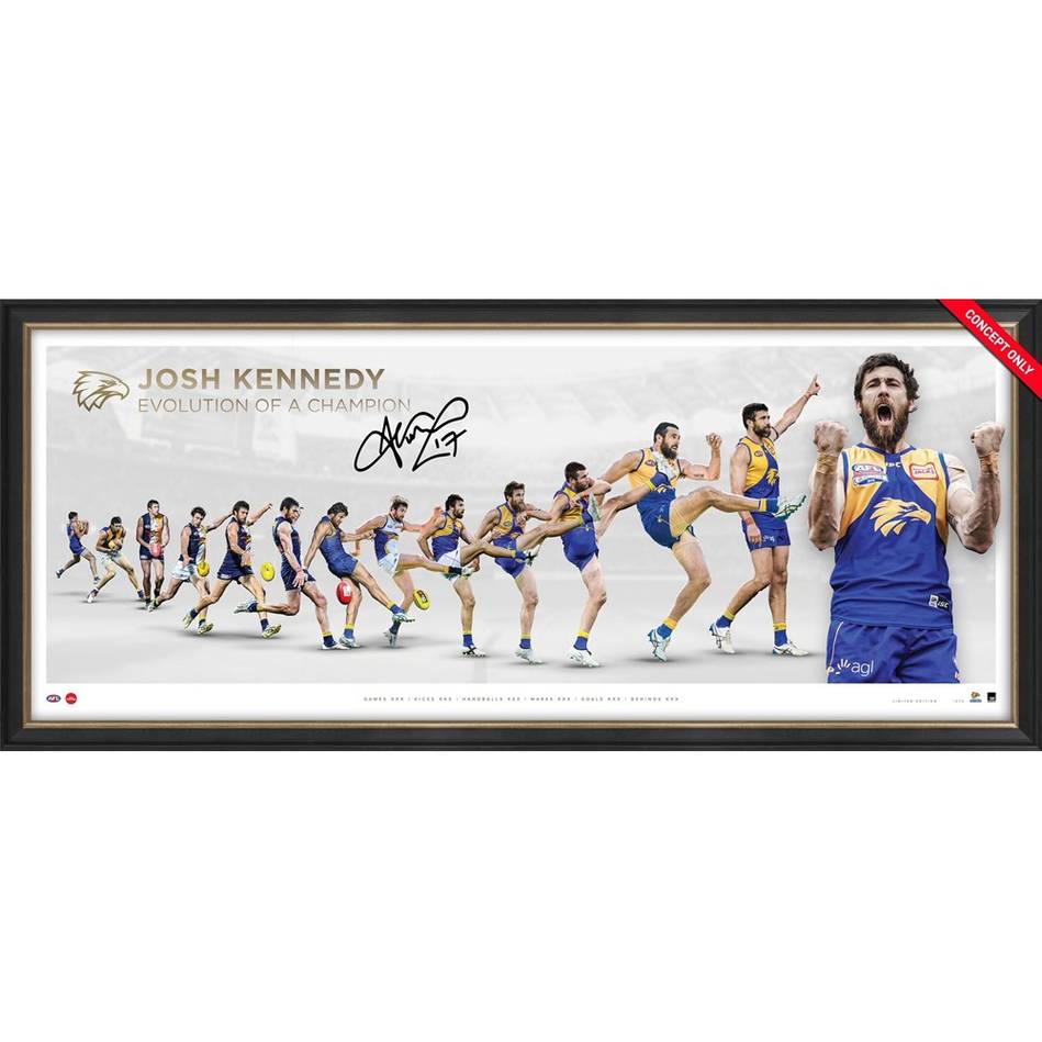 Josh Kennedy Signed West Coast Eagles Official AFL Retirement Signed Litho Framed - 5238