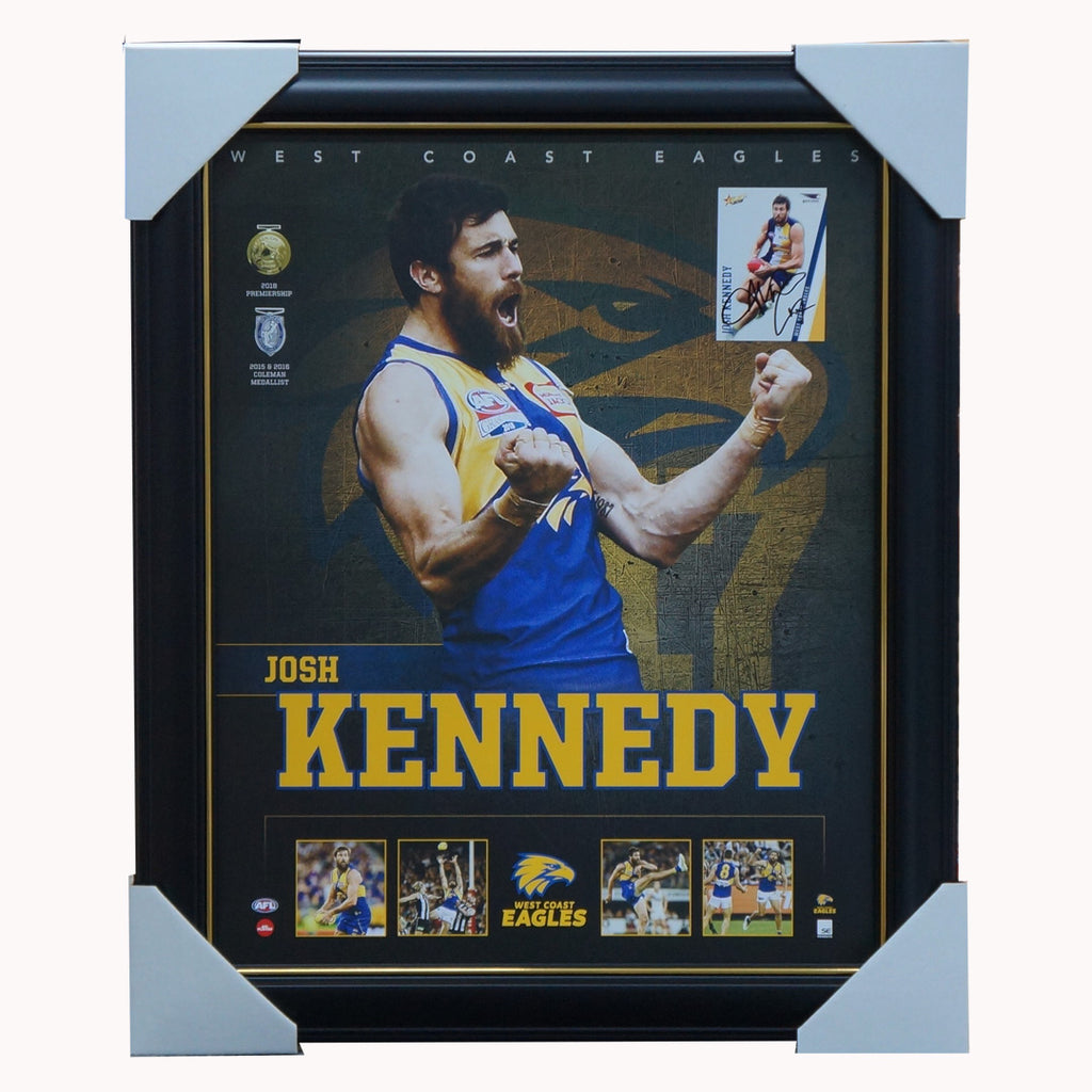 Josh Kennedy West Coast Eagles F.C. Official Licensed AFL Print Framed 2018 Premiers + Signed Card - 5243