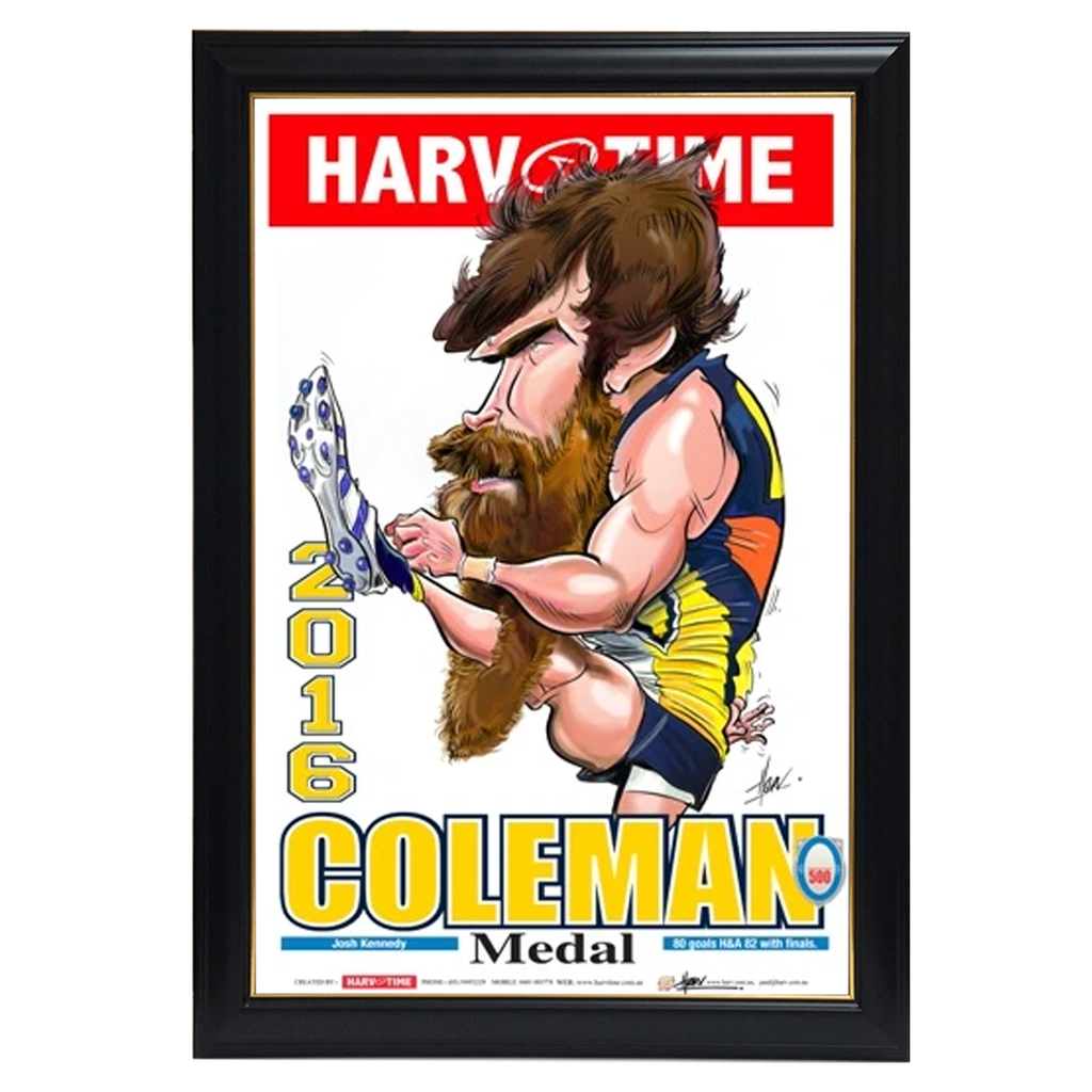 Josh Kennedy, 2016 Coleman Medal, Harv Time Print Framed - 4065