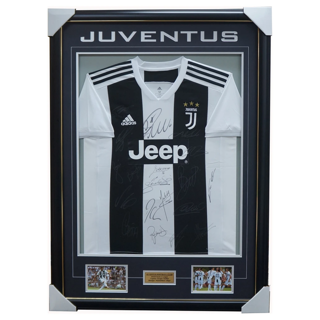 Juventus 2018/19 Signed Serie a Team Jersey Framed Chillieni Ronaldo Costa + Coa - 3290