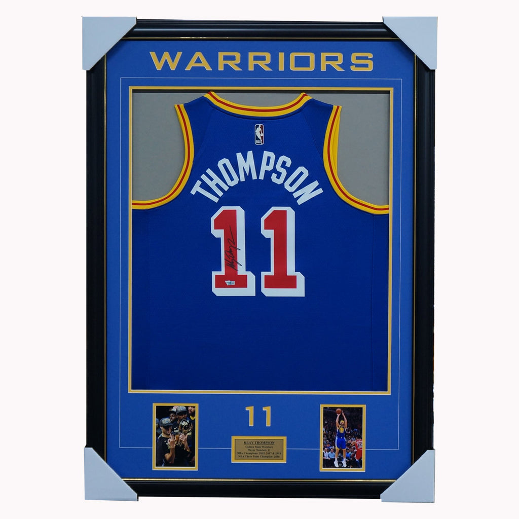 Klay Thompson Signed Fanatics Official NBA Golden State Warriors Jersey Framed - 5165