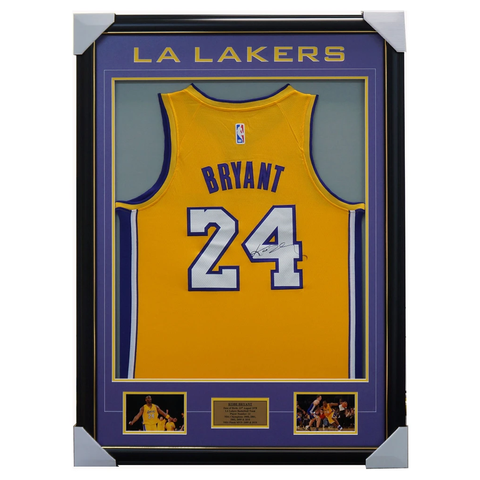 Kobe Bryant Signed La Lakers  Yellow Jersey Framed 100% Authentic - 1932