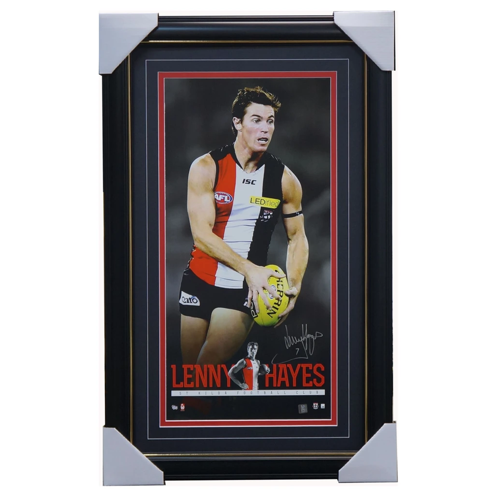 Lenny Hayes Signed St Kilda Vertiramic Limited Edition Print Framed - 3992