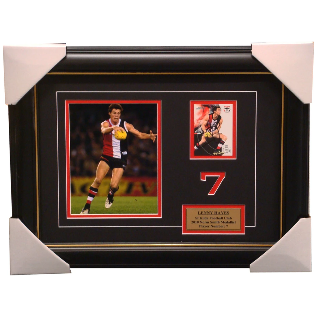 Lenny Hayes St Kilda Signed Card Collage Framed - 1422