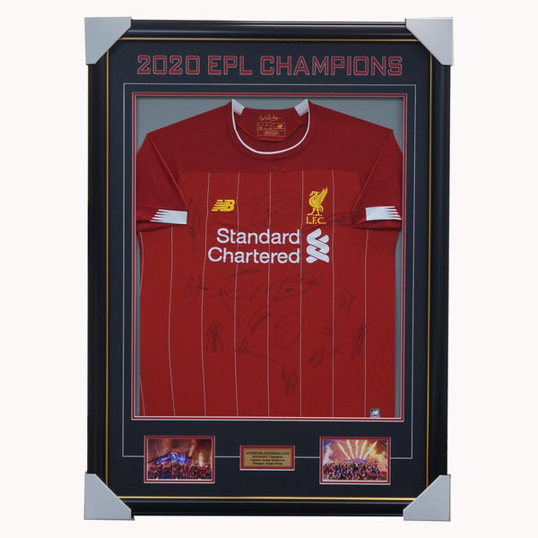 Liverpool Signed 2019 20 Epl Champions Team Jersey Framed Salah Hender HT Framing Memorabilia