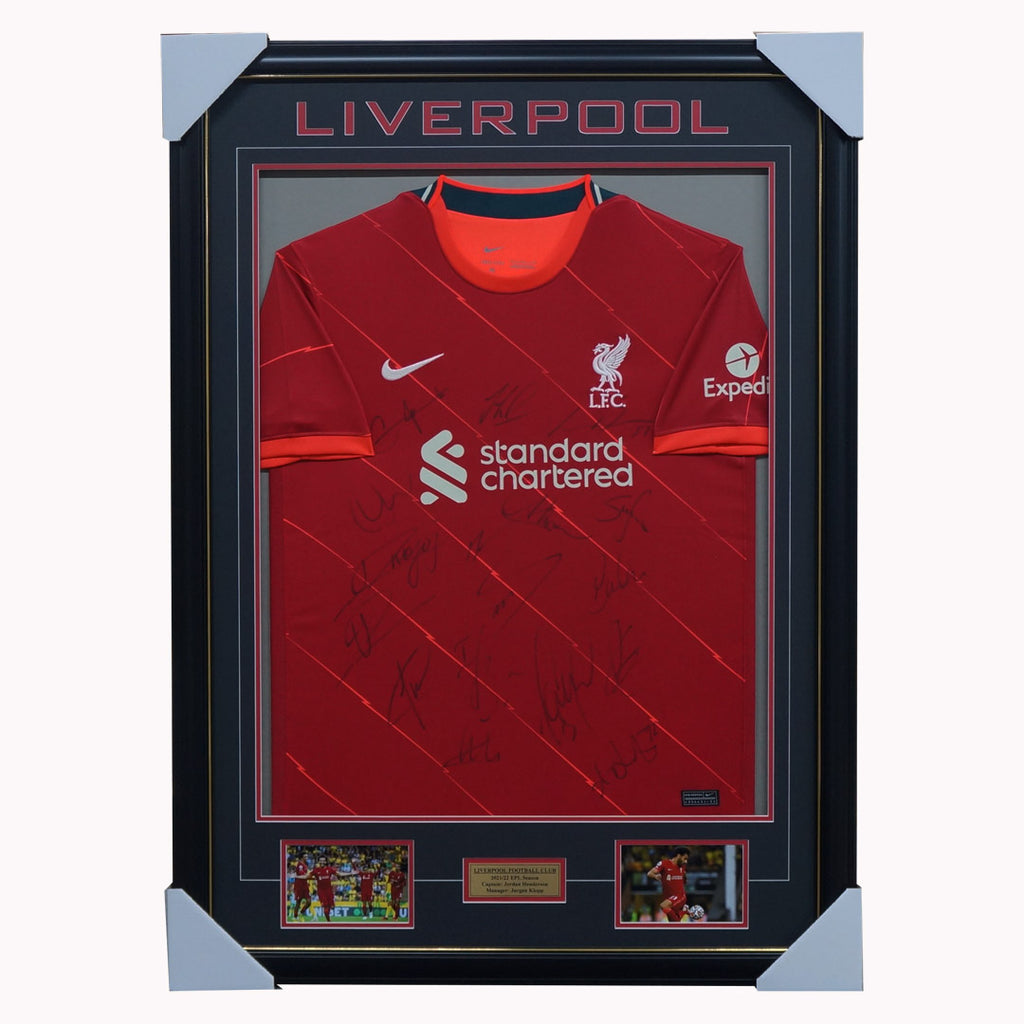 Liverpool Signed 2021/22 Team Jersey Framed Salah Henderson - 4973