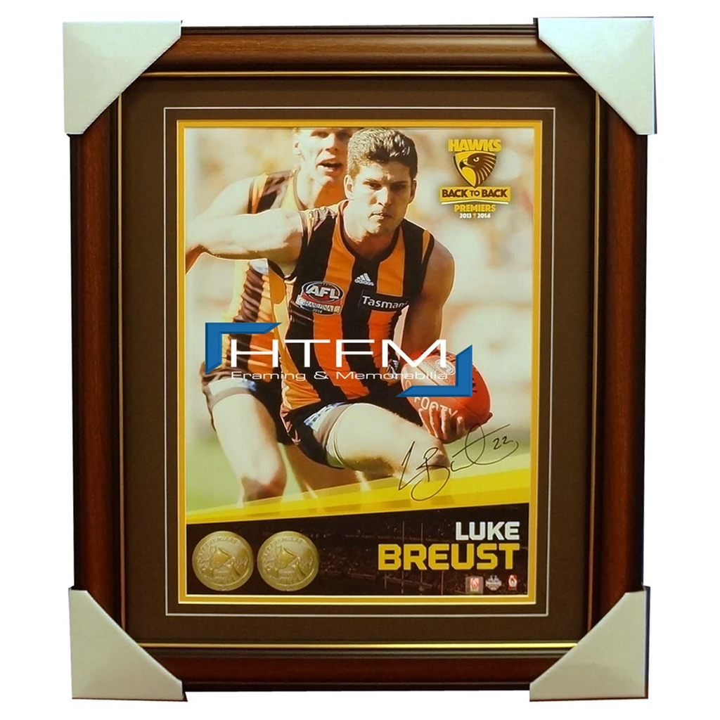 Luke Breust Signed 2014 Premiers Afl Official Hawthorn Photo Framed - 1987