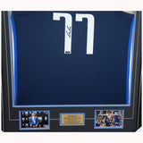 Luka Doncic Signed Dallas Mavericks Official NBA Panini Authentics Navy Blue Jersey Framed - 5382