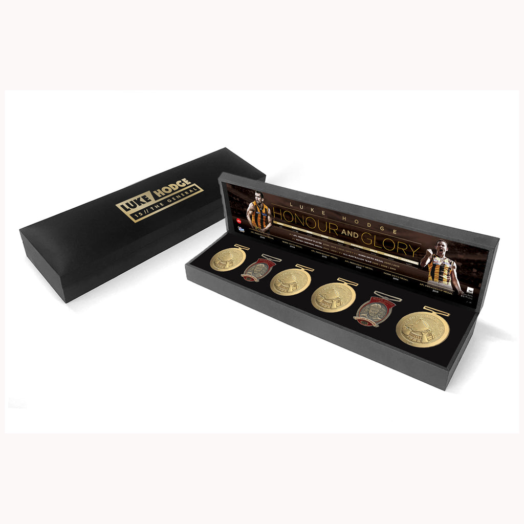 Luke Hodge signed Official AFL Hawthorn Honour and Glory Box Medallion Set - 5383