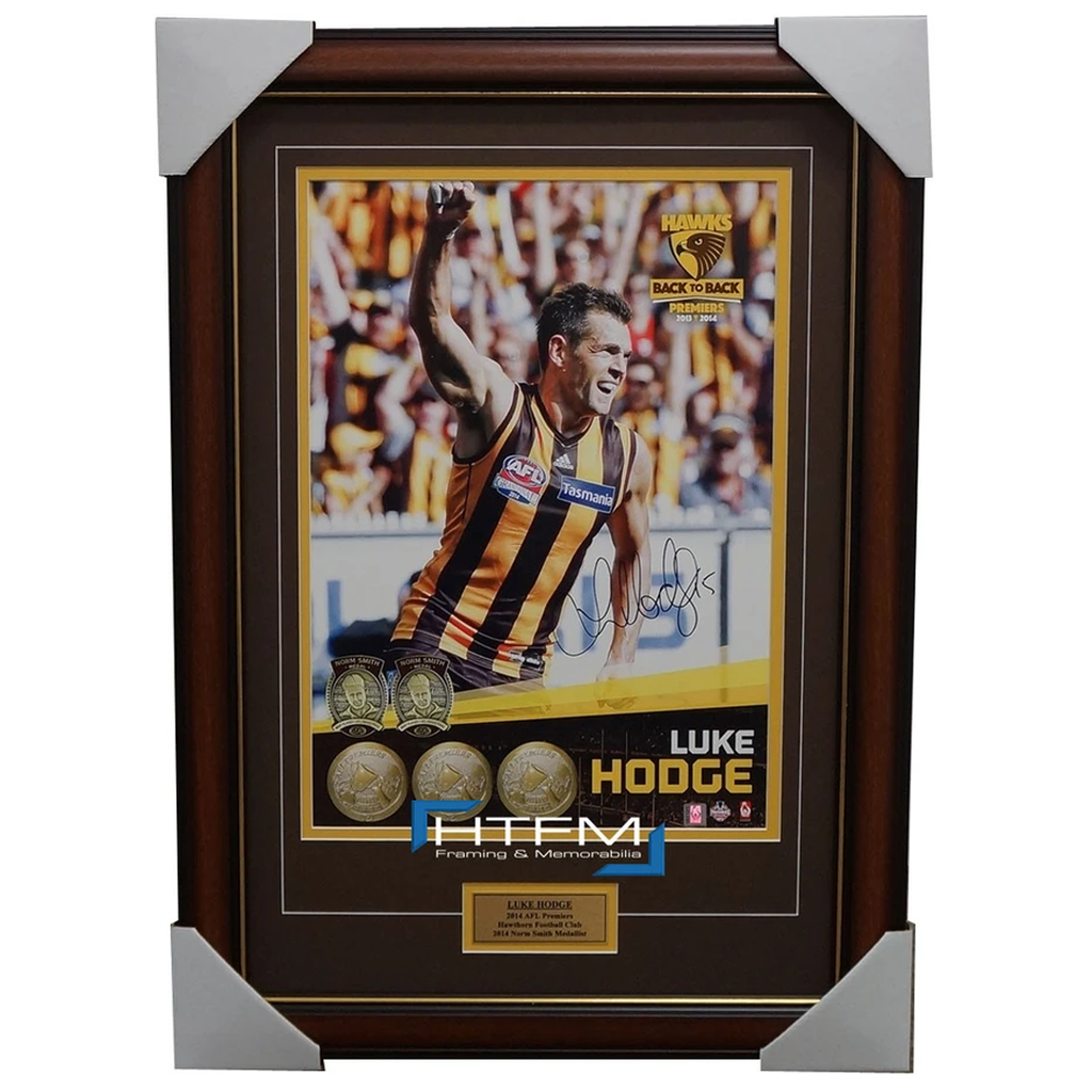 Luke Hodge Signed 2014 Premiers Afl Official Photo Framed Norm Smith Medallist - 1975