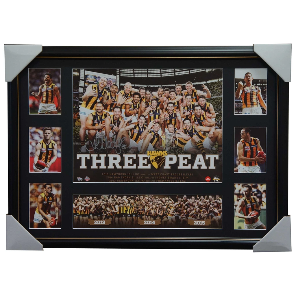 Luke Hodge Signed 2015 Premiers Hawthorn 3-PEAT Premiergraph Framed - 2684