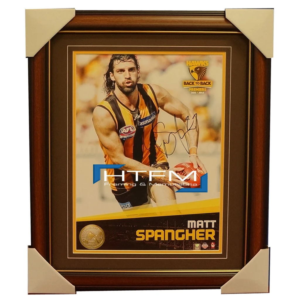 Matt Spangher Signed 2014 Premiers Afl Official Hawthorn Photo Framed Aflpa - 2017