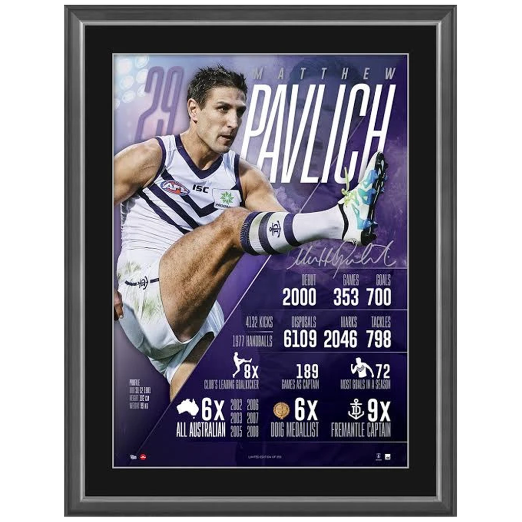Matthew Pavlich Signed Fremantle Dockers Farewell to a Legend Sportsprint Framed - 2921