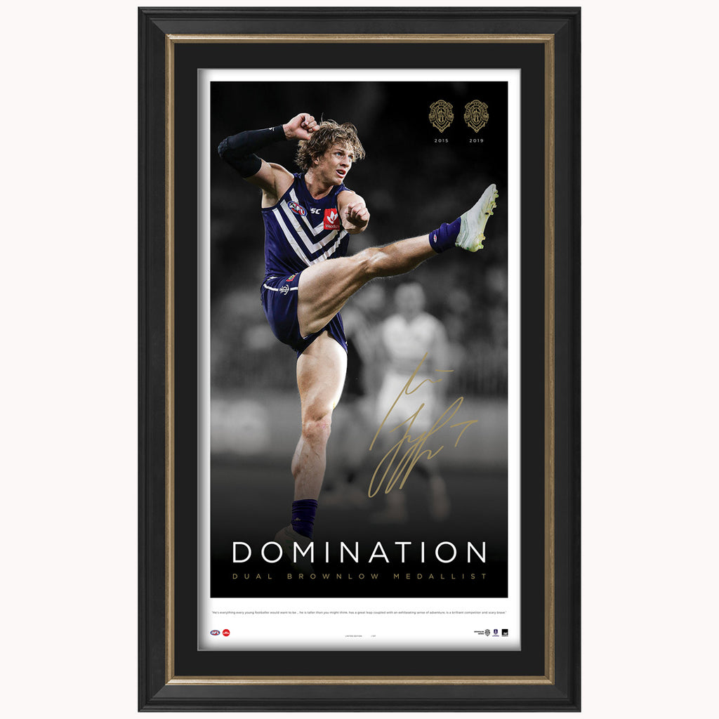 Nat Fyfe Signed 2019 Brownlow Medal Icon Series Fremantle Dockers Lithograph Framed - 3844