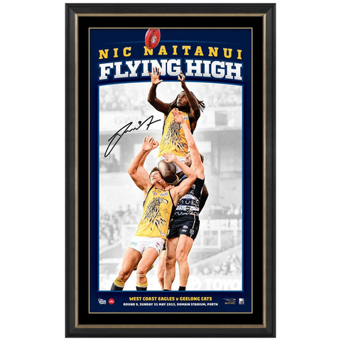 Nic Naitanui Signed Afl West Coast Eagles Flying High Vertiramic Print Framed - 2623