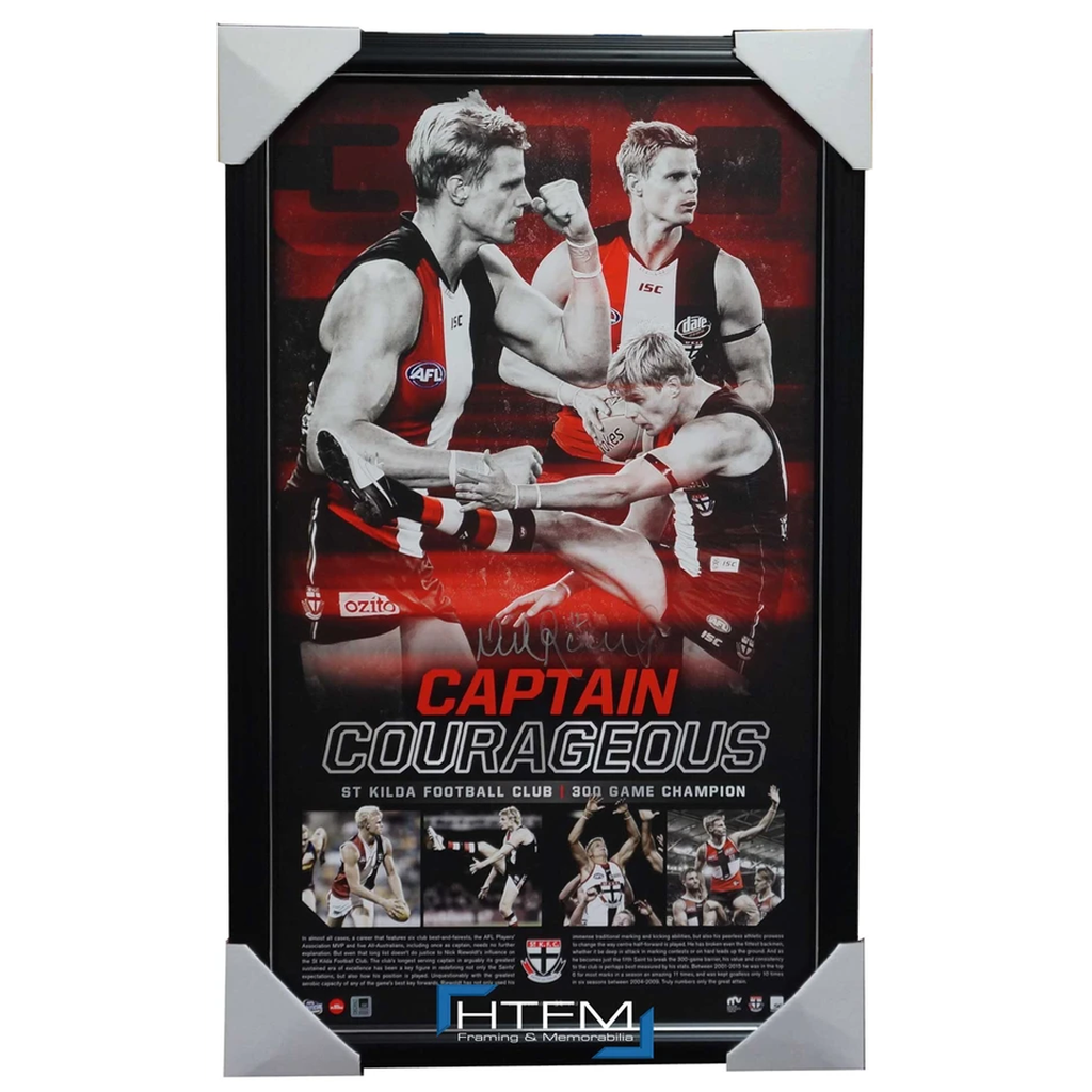 Nick Riewoldt Signed St Kilda Captain Courageous 300 Game Afl Lithograph Framed - 2737