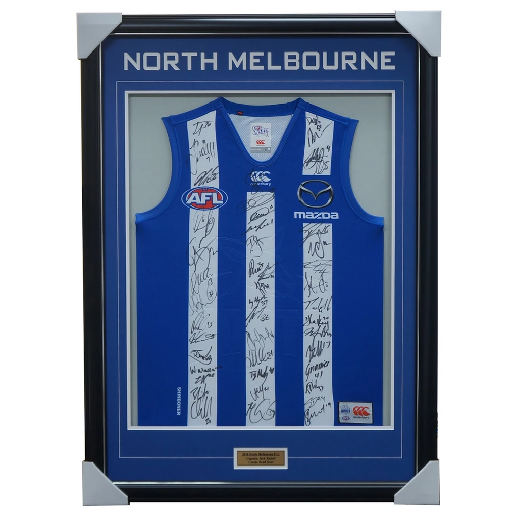 North Melbourne 2018 Signed Official Afl Team Jumper Framed Brown Ziebell + Coa - 3452