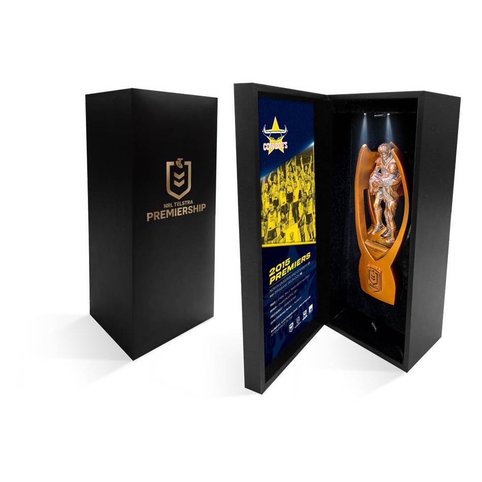 North Queensland Cowboys Premiership History Official Replica NRL Mini Trophy in Box - 4762