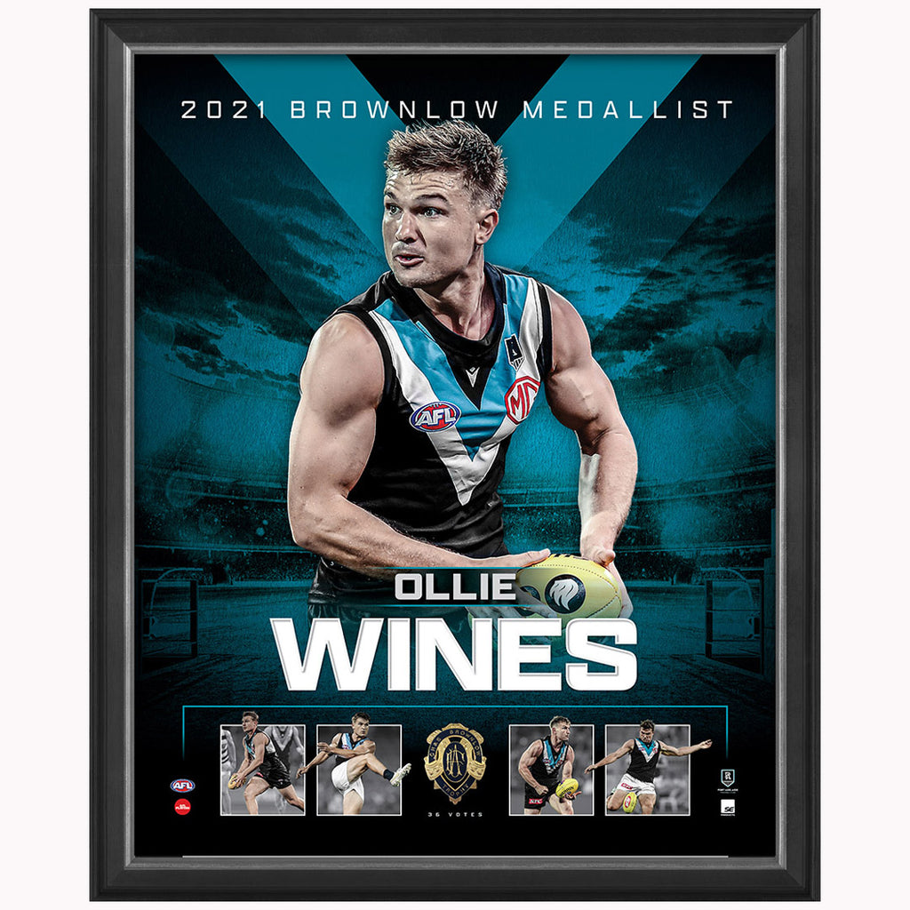 Ollie Wines 2021 Brownlow Medal Official AFL Sportsprint Framed - 4910