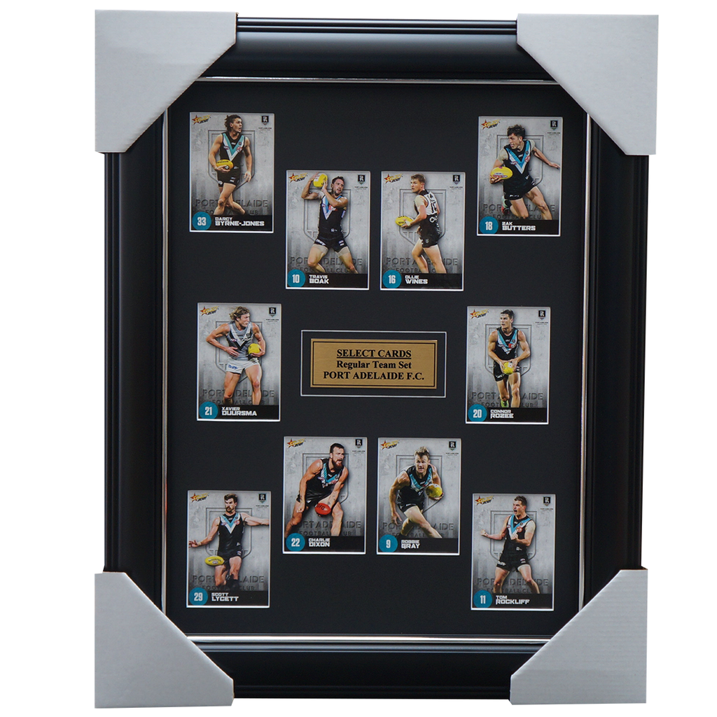 Port Adelaide 2021 AFL Select Team Card Set Framed Boak Wines Gray - 4631