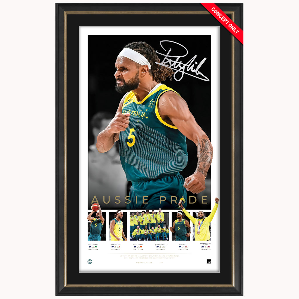 Patty Mills Signed Official Boomers 2020 Olympic ICON Series Print Framed - 4832