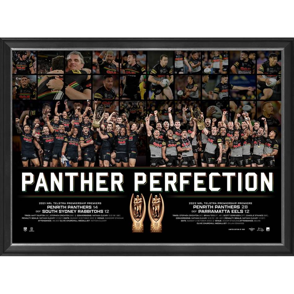 Penrith Panthers 2022 NRL Premiers Official Sportsprint Framed - 5305