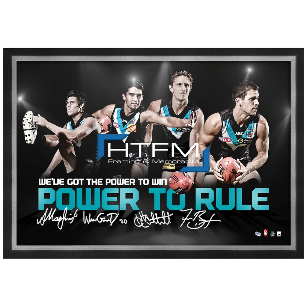 Port Adelaide Four Player Facsimile Afl Official Licensed Print Framed Boak - 1817