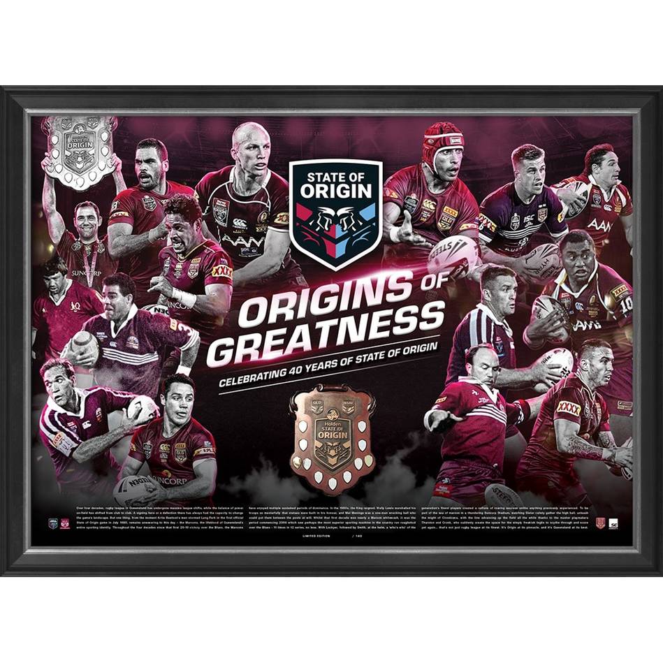 Queensland Maroons Origins of Greatness Official Nrl Print Framed - 4573