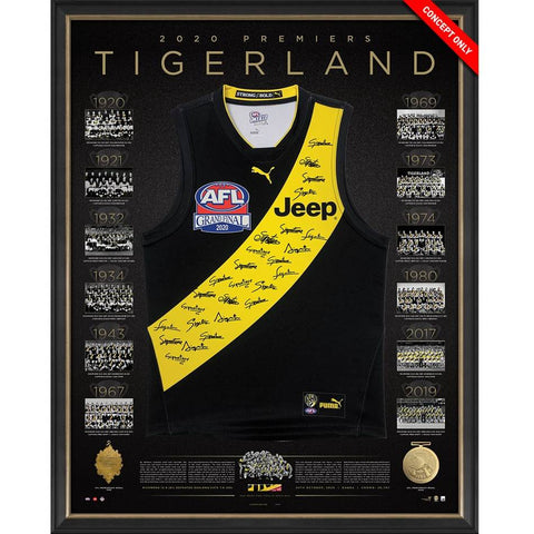 Richmond 2020 Afl Premiers Signed Official Deluxe Team Jumper Framed - 4571