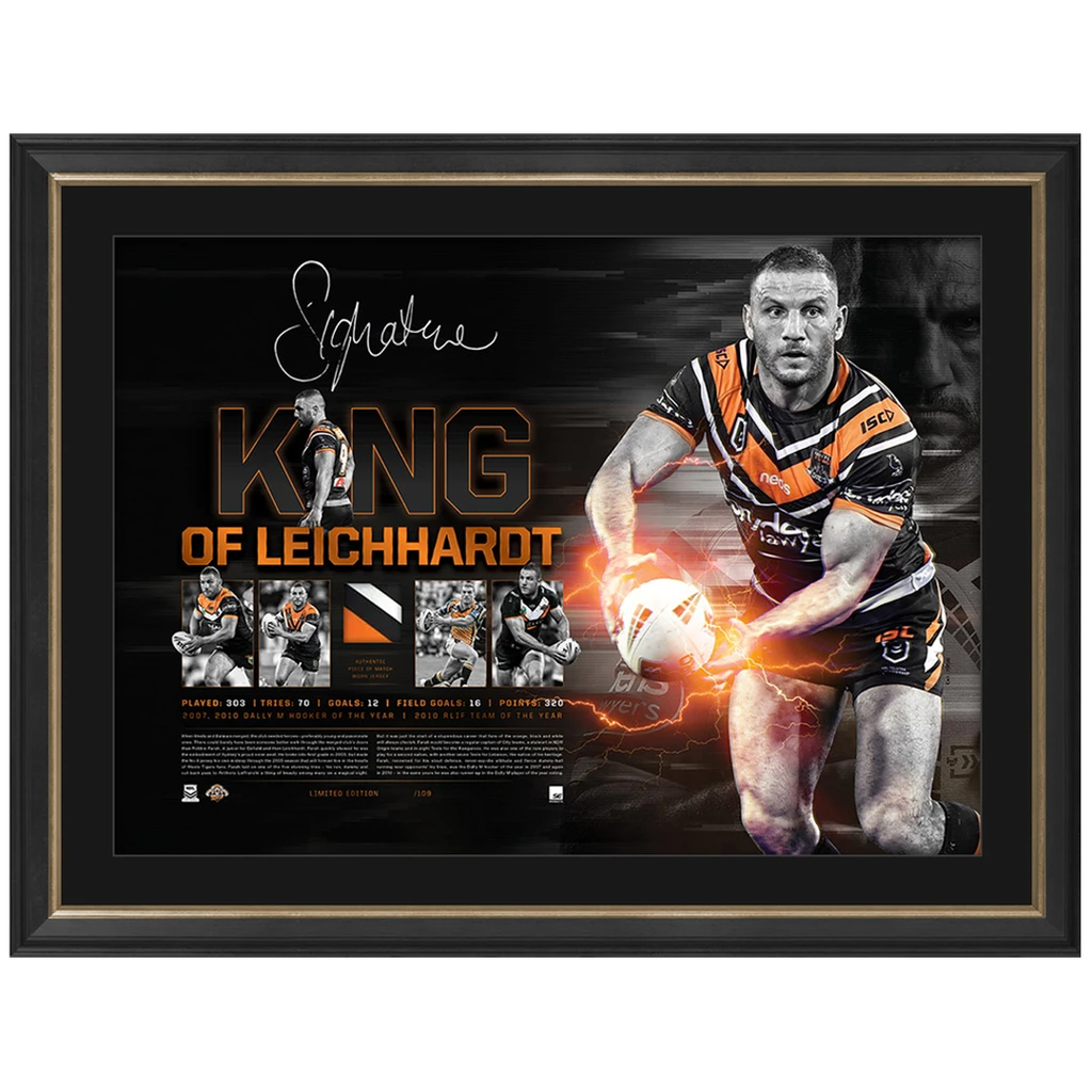 Robbie Farrah Signed West Tigers Nrl Official Print Framed - 3947