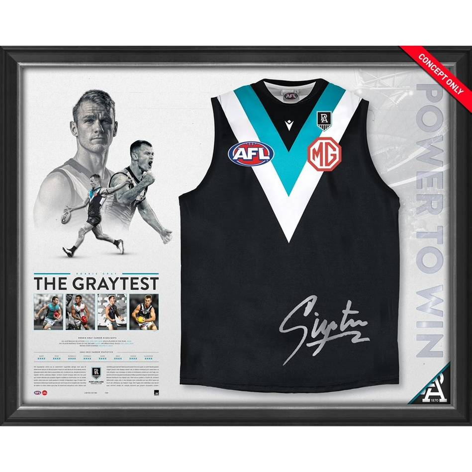 Robbie Gray Signed Port Adelaide Official AFL Retirement Guernsey Framed - 5245