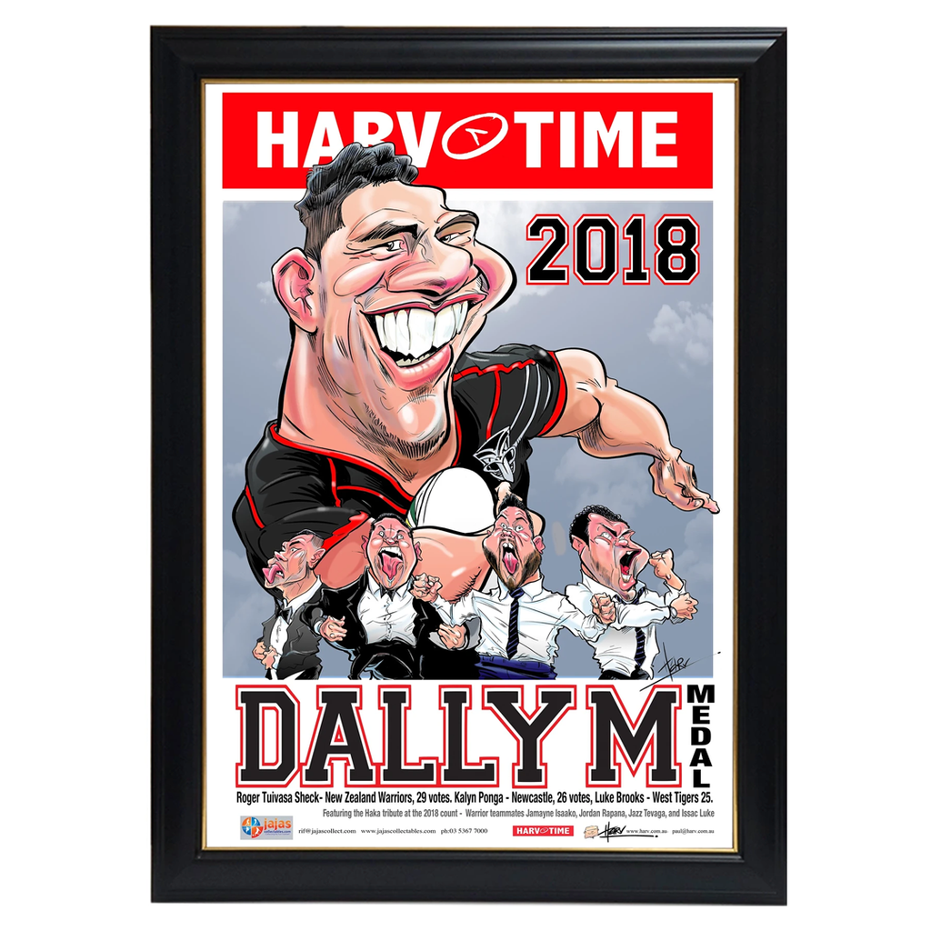 Roger Tuivasa-Sheck, 2018 Dally M, Harv Time Print Framed - 4060