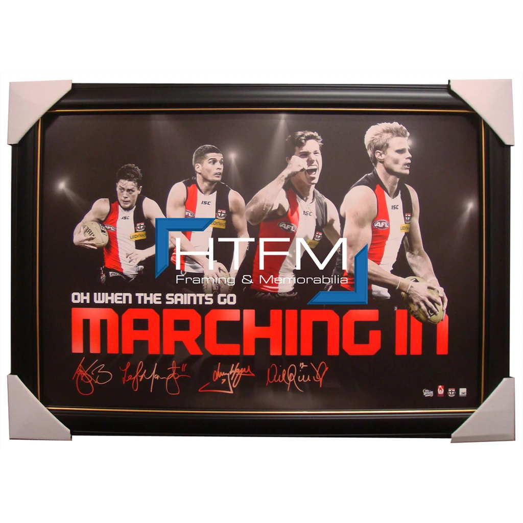 St Kilda Four Player Facsimile Afl Official Licensed Print Framed Riewoldt Hayes - 1727