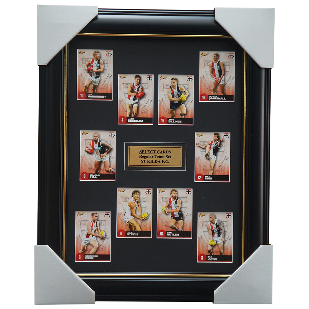 St Kilda 2021 AFL Select Team Card Set Framed Geary Billings Gresham  - 4635