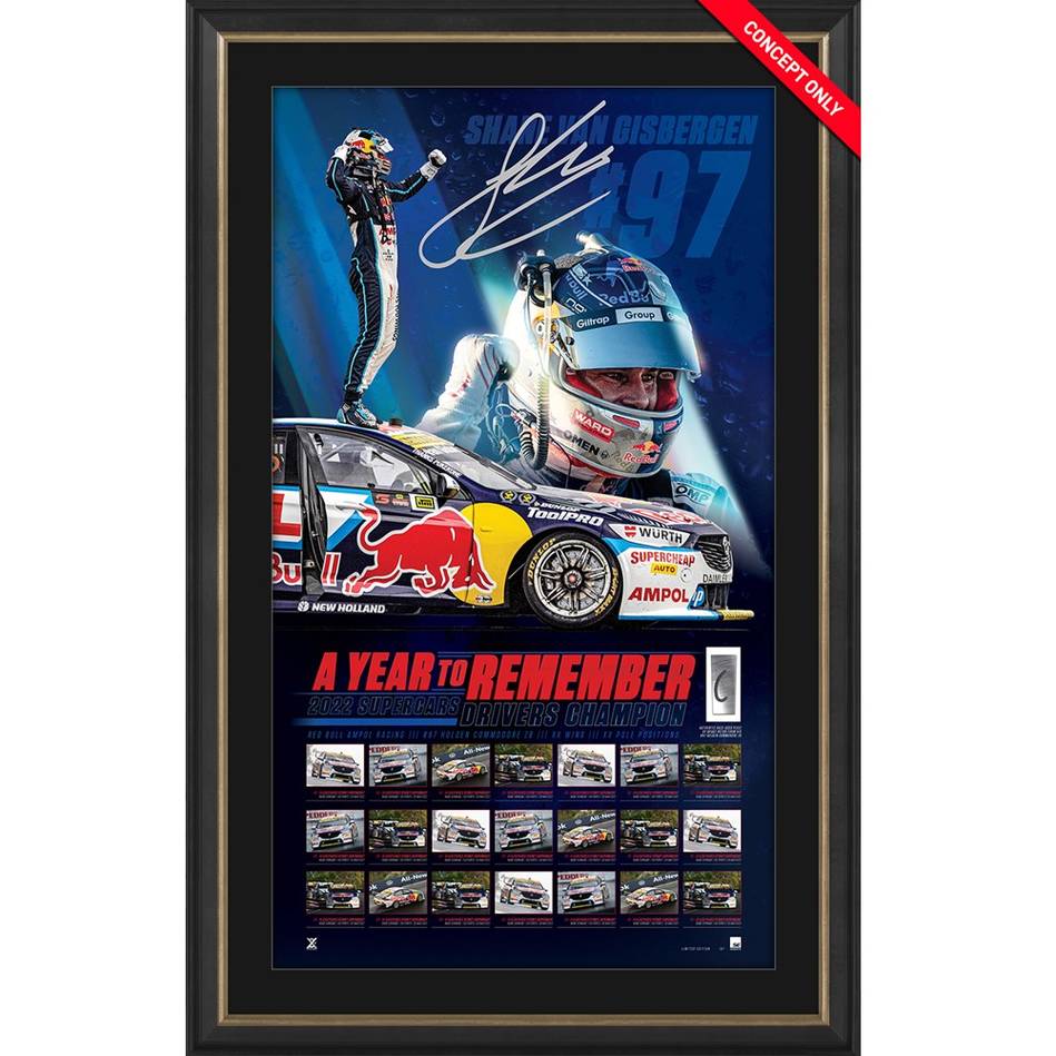 Shane Van Gisbergen Signed 2022 Supercars Champion Official Lithograph Framed - 5368