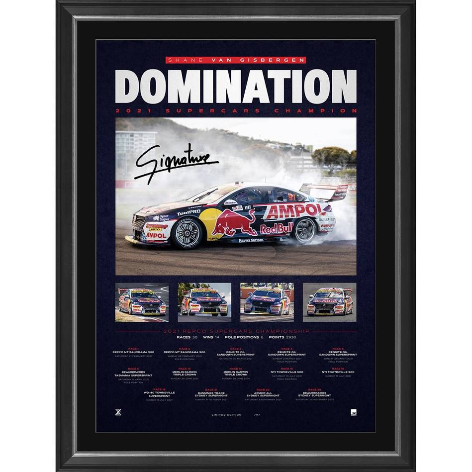 Shane Van Gisbergen Signed Official Lithograph Framed - 4934